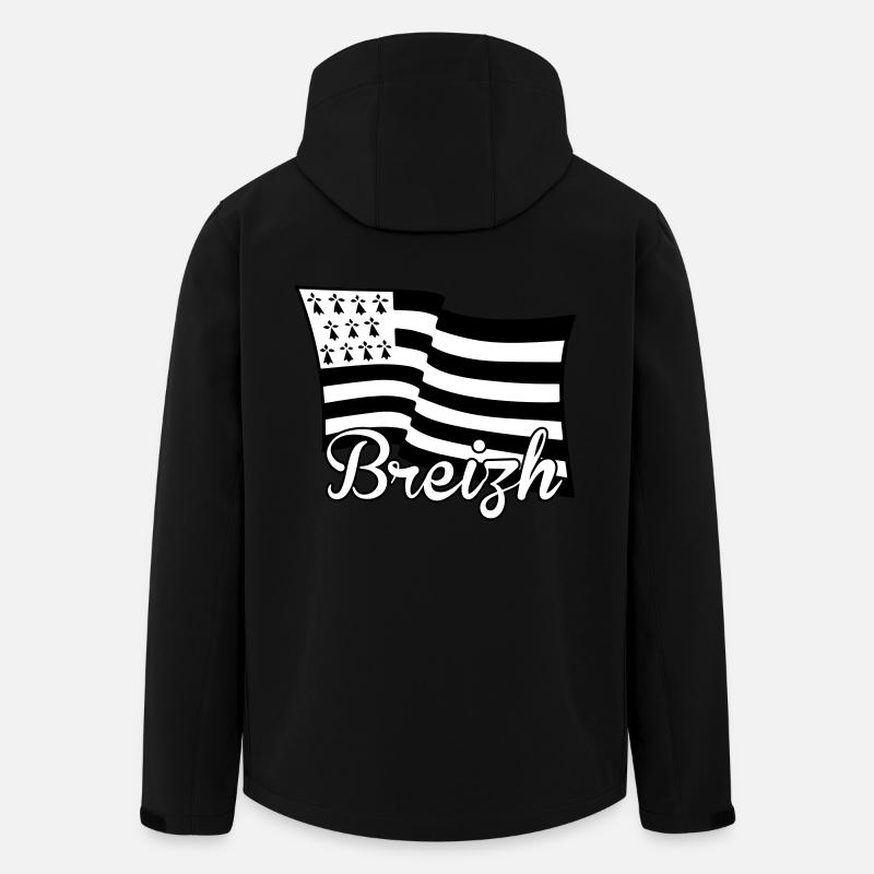 Bretagne Breizh drapeau - Veste softshell homme en polyester recyclé Stanley/Stella - noir