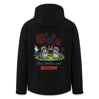 Raccoon 4th of July Fireworks Party - Men’s Recycled Softshell Jacket by Stanley/Stella - black - Back - AI Model Male 185 light (185cm)