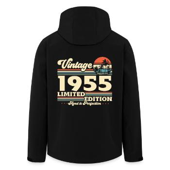 Vintage 1955 vintage birthday retro - Men’s Recycled Softshell Jacket by Stanley/Stella - black - Back - AI Model Male 185 light (185cm)