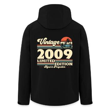 Vintage 2009 vintage birthday retro - Men’s Recycled Softshell Jacket by Stanley/Stella - black - Back - AI Model Male 185 light (185cm)