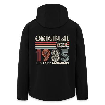 Original 1985 Vintage Vintage Retro Birthday - Men’s Recycled Softshell Jacket by Stanley/Stella - black - Back - AI Model Male 185 light (185cm)