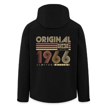 1966 Vintage Vintage Retro Birthday Gift - Men’s Recycled Softshell Jacket by Stanley/Stella - black - Back - AI Model Male 185 light (185cm)