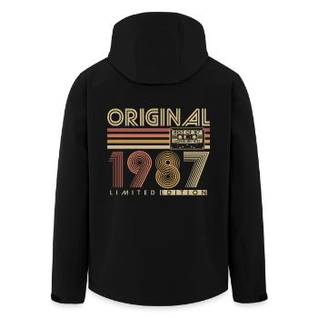 1987 Vintage Vintage Retro Birthday Gift - Men’s Recycled Softshell Jacket by Stanley/Stella - black - Back - AI Model Male 185 light (185cm)