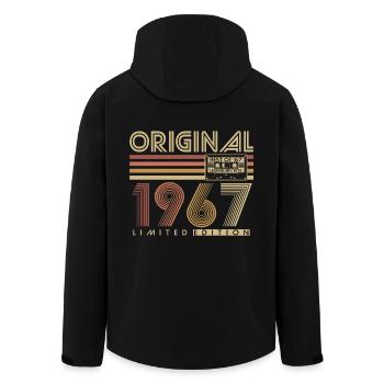 1967 Vintage Vintage Retro Birthday Gift - Men’s Recycled Softshell Jacket by Stanley/Stella - black - Back - AI Model Male 185 light (185cm)