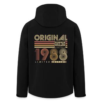 1988 Vintage Vintage Retro Birthday Gift - Men’s Recycled Softshell Jacket by Stanley/Stella - black - Back - AI Model Male 185 light (185cm)
