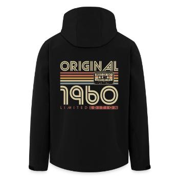 Original 1960's Vintage Birthday Retro - Men’s Recycled Softshell Jacket by Stanley/Stella - black - Back - AI Model Male 185 light (185cm)