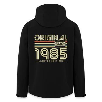 Original 1985 Vintage Vintage Birthday Retro - Men’s Recycled Softshell Jacket by Stanley/Stella - black - Back - AI Model Male 185 light (185cm)