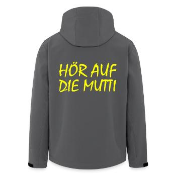 Hör auf die mutti - Recycelte Männer Softshell-Jacke von Stanley/Stella - Schwarz - Hinten - AI Model Male 185 light (185cm)