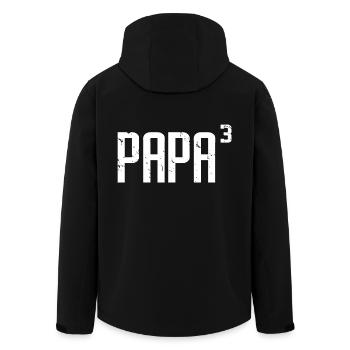 Papa de trois enfants, cadeau de fête des pères, papa de 3 - Veste softshell homme en polyester recyclé Stanley/Stella - noir - Dos - AI Model Male 185 light (185cm)