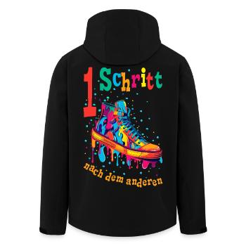 Ein Schritt nach dem anderen Mut machen Motivation - Recycelte Männer Softshell-Jacke von Stanley/Stella - Schwarz - Hinten - AI Model Male 185 light (185cm)