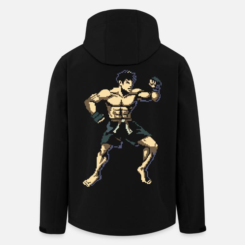 Kickboxer Pixel Grafik - Recycelte Männer Softshell-Jacke von Stanley/Stella - Schwarz