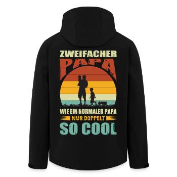 Zweifacher Papa 2 Kinder Geschenk Vater Spruch - Recycelte Männer Softshell-Jacke von Stanley/Stella - Schwarz - Hinten - AI Model Male 185 light (185cm)