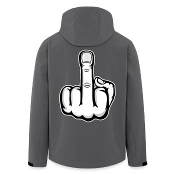 Doigt du milieu doigt puant design blanc - Veste softshell homme en polyester recyclé Stanley/Stella - noir - Dos - AI Model Male 185 light (185cm)