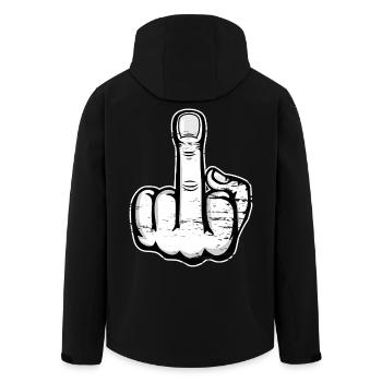 Middle finger stinky finger design white used - Men’s Recycled Softshell Jacket by Stanley/Stella - black - Back - AI Model Male 185 light (185cm)