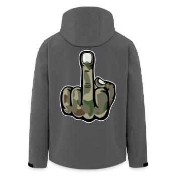 Doigt d’honneur Stinky Finger Design Army - Veste softshell homme en polyester recyclé Stanley/Stella - noir - Dos - AI Model Male 185 light (185cm)