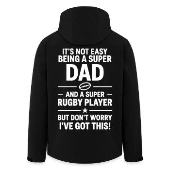 Super Papa Rugby Lustiges Vatergeschenk - Recycelte Männer Softshell-Jacke von Stanley/Stella - Schwarz - Hinten - AI Model Male 185 light (185cm)
