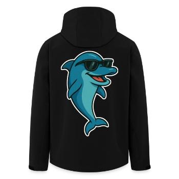 Delfin mit Sonnebrille - Recycelte Männer Softshell-Jacke von Stanley/Stella - Schwarz - Hinten - AI Model Male 185 light (185cm)