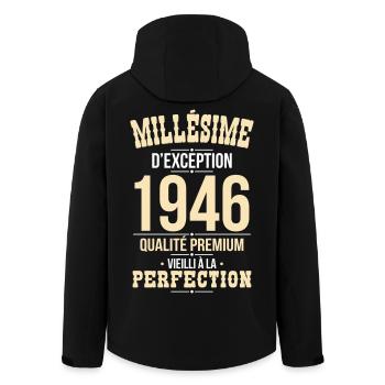 1946 – Millésime d’exception – Qualité premium - Veste softshell homme en polyester recyclé Stanley/Stella - noir - Dos - AI Model Male 185 light (185cm)