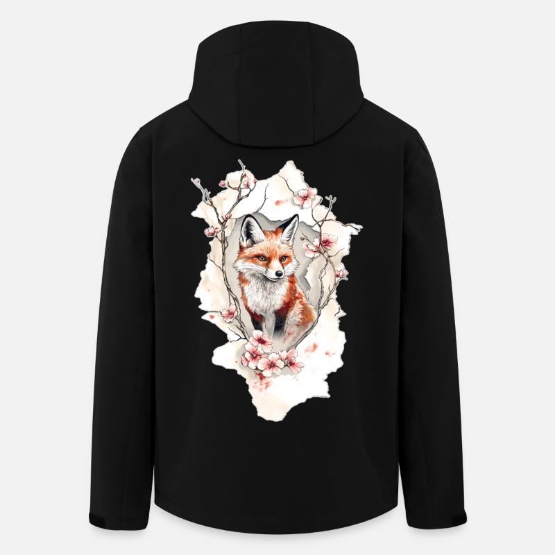 Fox Cherry Blossoms - Men’s Recycled Softshell Jacket by Stanley/Stella - black