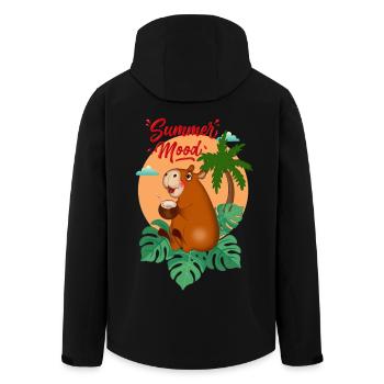 Tropische Kapybara mit Kokosnuss - Recycelte Männer Softshell-Jacke von Stanley/Stella - Schwarz - Hinten - AI Model Male 185 light (185cm)