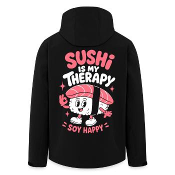 Sushi Is My Therapy Soy Happy - Men’s Recycled Softshell Jacket by Stanley/Stella - black - Back - AI Model Male 185 light (185cm)