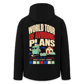 World tour without plans – Next stop at home - Men’s Recycled Softshell Jacket by Stanley/Stella - black - Back - AI Model Male 185 light (185cm)