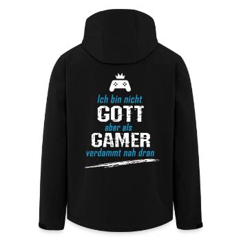 Ich bin zwar nicht Gott, aber als Gamer nah dran! - Recycelte Männer Softshell-Jacke von Stanley/Stella - Schwarz - Hinten - AI Model Male 185 light (185cm)