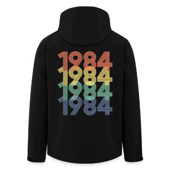 1984, Vintage 40e anniversaire Hommes Femmes 40 ans - Veste softshell homme en polyester recyclé Stanley/Stella - noir - Dos - AI Model Male 185 light (185cm)