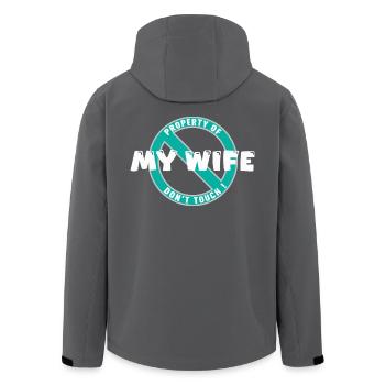 Propriété de ma femme, blanc .En - Veste softshell homme en polyester recyclé Stanley/Stella - noir - Dos - AI Model Male 185 light (185cm)