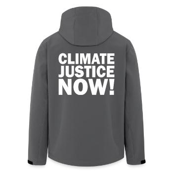 Climate justice now - Men’s Recycled Softshell Jacket by Stanley/Stella - anthracite - Back - AI Model Male 185 light (185cm)