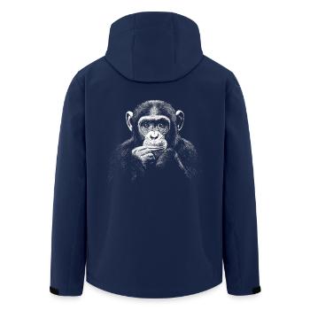 Schimpanse Portrait Wildlife Wildtier Dschungel - Recycelte Männer Softshell-Jacke von Stanley/Stella - Navy - Hinten - AI Model Male 185 light (185cm)