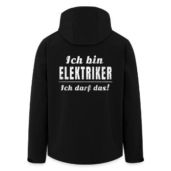 Ich bin Elektriker, ich darf das! - Recycelte Männer Softshell-Jacke von Stanley/Stella - Schwarz - Hinten - AI Model Male 185 light (185cm)