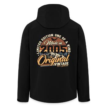 2005 Vintage Vintage Cadeau d’anniversaire Rétro - Veste softshell homme en polyester recyclé Stanley/Stella - noir - Dos - AI Model Male 185 light (185cm)