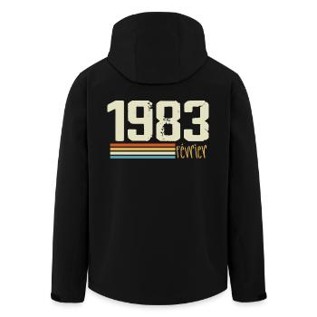 February 1983 - February 1983 Anniversary 1983 - Men’s Recycled Softshell Jacket by Stanley/Stella - black - Back - AI Model Male 185 light (185cm)