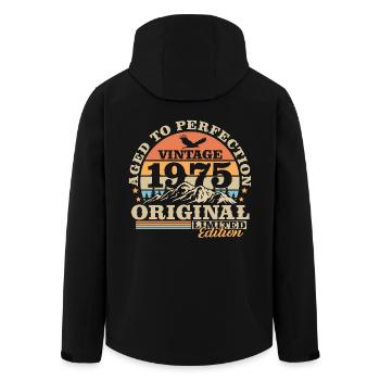 1975 Vintage Vintage Cadeau d’anniversaire Rétro - Veste softshell homme en polyester recyclé Stanley/Stella - noir - Dos - AI Model Male 185 light (185cm)
