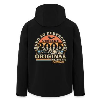 2005 Vintage Vintage Cadeau d’anniversaire Rétro - Veste softshell homme en polyester recyclé Stanley/Stella - noir - Dos - AI Model Male 185 light (185cm)