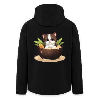 Chat avec noix de , design d’été mignon - Veste softshell homme en polyester recyclé Stanley/Stella - noir - Dos - AI Model Male 185 light (185cm)