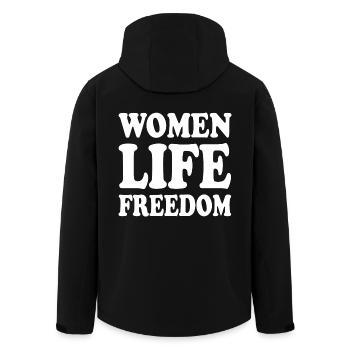 Women life freedom - Recycelte Männer Softshell-Jacke von Stanley/Stella - Schwarz - Hinten - AI Model Male 185 light (185cm)