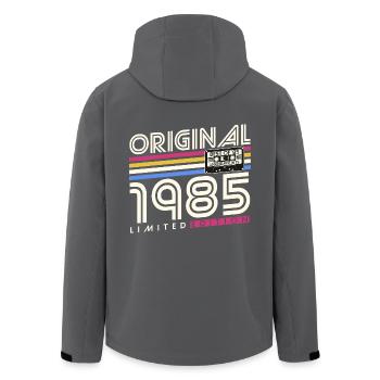 Original 1985 Vintage Birthday Gift Retro - Men’s Recycled Softshell Jacket by Stanley/Stella - black - Back - AI Model Male 185 light (185cm)