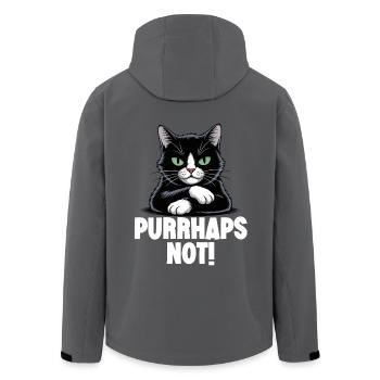 Funny Evil Black Cat Purrhaps Not - Men’s Recycled Softshell Jacket by Stanley/Stella - anthracite - Back - AI Model Male 185 light (185cm)