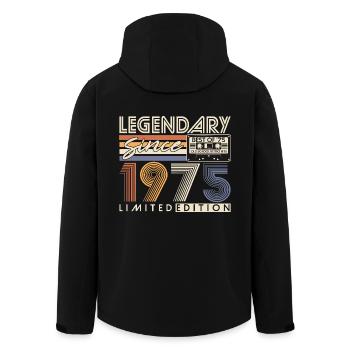 1975 Vintage Vintage Retro Birthday Gift - Men’s Recycled Softshell Jacket by Stanley/Stella - black - Back - AI Model Male 185 light (185cm)