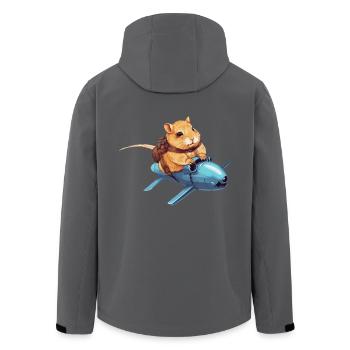 Hamster auf Rakete - Lustiges Weltraum-Design - Recycelte Männer Softshell-Jacke von Stanley/Stella - Schwarz - Hinten - AI Model Male 185 light (185cm)