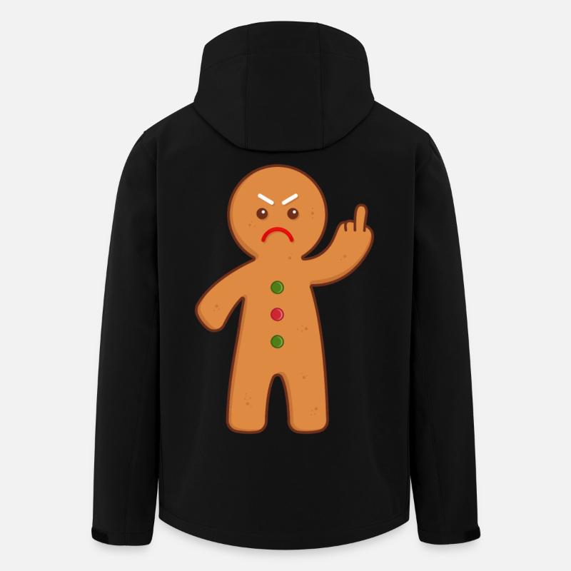 Gingerbread man stinking finger middle finger - Men’s Recycled Softshell Jacket by Stanley/Stella - black