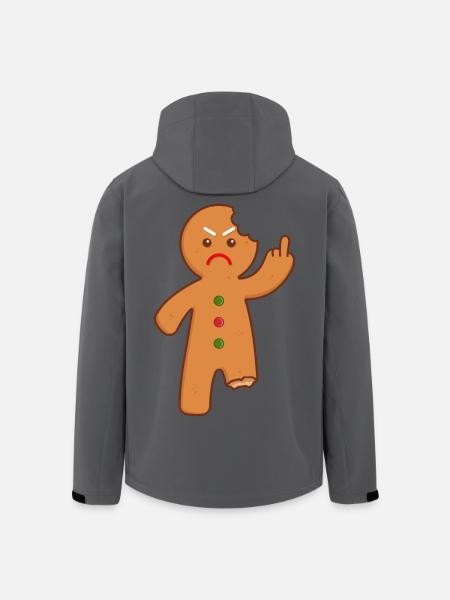 Lebkuchenmann Stinkefinger Mittelfinger - Recycelte Männer Softshell-Jacke von Stanley/Stella - Schwarz