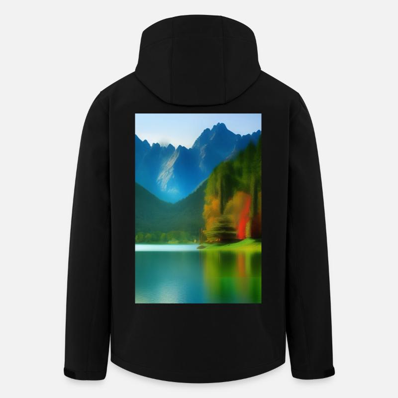 Landschaft mit See und Berge - Recycelte Männer Softshell-Jacke von Stanley/Stella - Schwarz