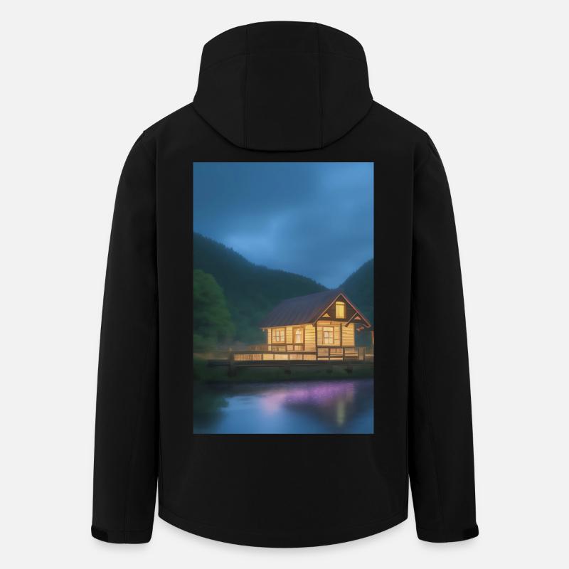 Charming lakeside cabin - Men’s Recycled Softshell Jacket by Stanley/Stella - black