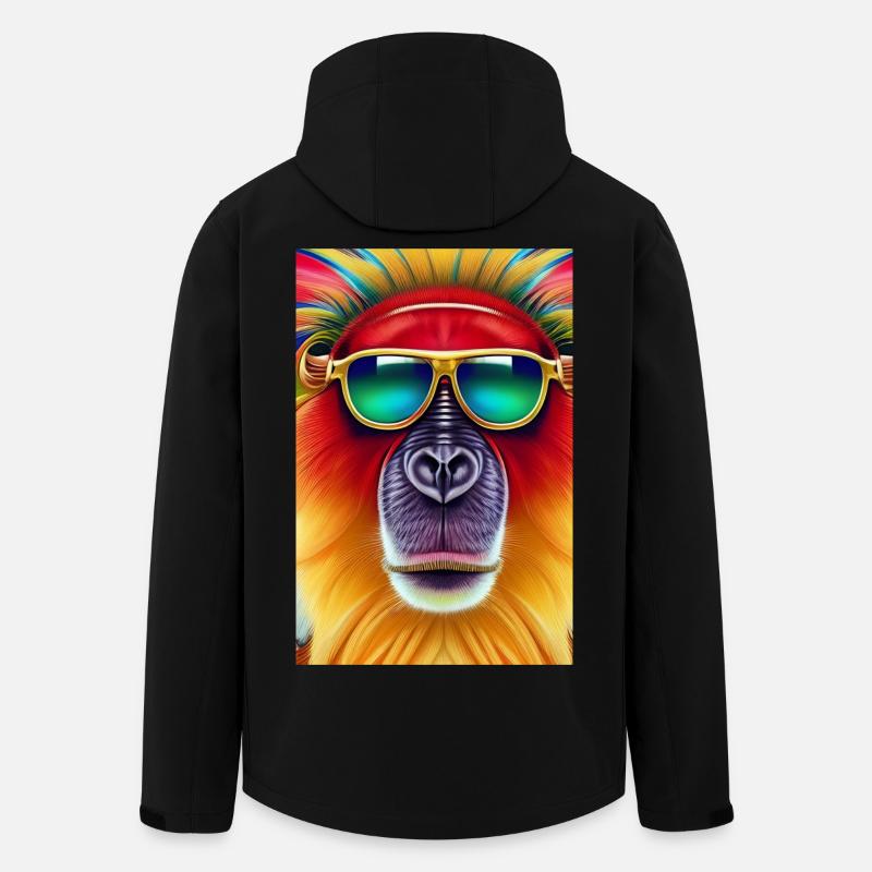 Cooler Affe mit Sonnenbrille - Recycelte Männer Softshell-Jacke von Stanley/Stella - Schwarz