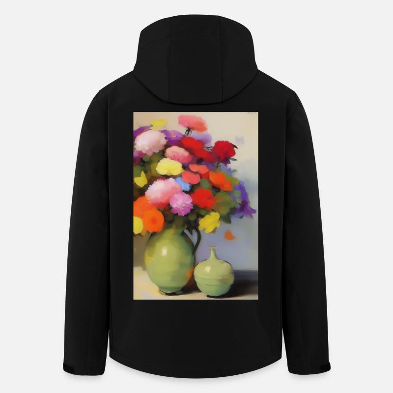 Fleurs et papillon - Veste softshell homme en polyester recyclé Stanley/Stella - noir