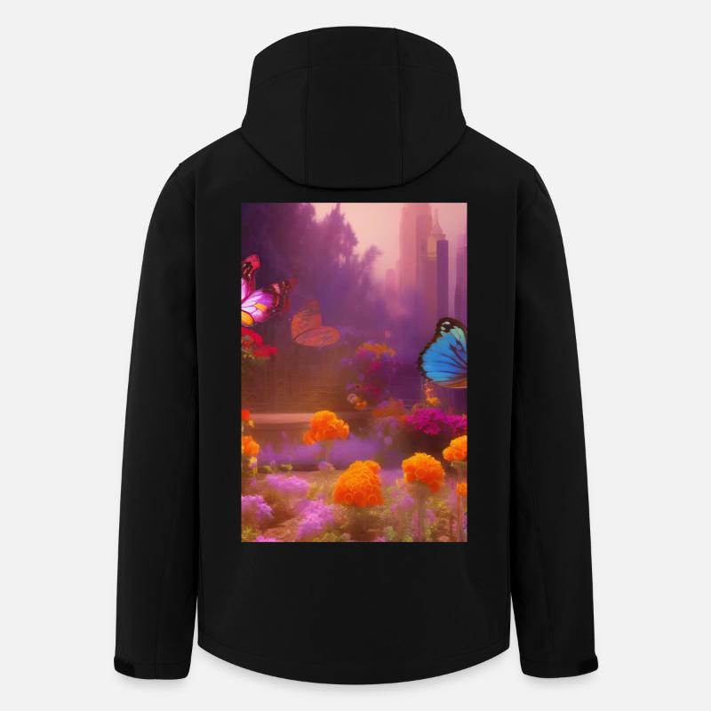 Fleurs et papillon - Veste softshell homme en polyester recyclé Stanley/Stella - noir