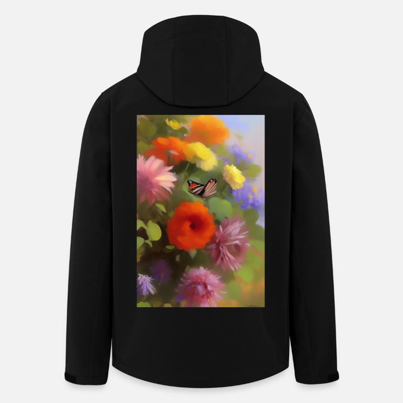 Fleurs et papillon - Veste softshell homme en polyester recyclé Stanley/Stella - noir